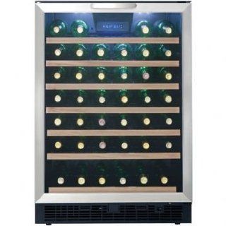 Danby Designer Series DWC508BLS 24'' Built in Wine Cooler with 50 Bottle Capacity, 6 1/2 Sliding Wire Wine Racks, Beachwood Face, LED Digital Thermostat, Interior LED and Reversible Door Electronics