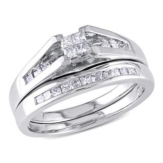 Miadora 10k Gold 1/2ct TDW Princess Diamond Bridal Ring Set (G H, I2 I3) Miadora Bridal Sets