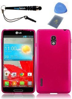 IMAGITOUCH(TM) 4 Item Combo LG Optimus F7 US780 Frosted Flexible TPU Skin Case Cover Phone Protector   Hot Pink (Stylus pen, ESD Shield bag, Pry Tool, Phone Cover) Cell Phones & Accessories