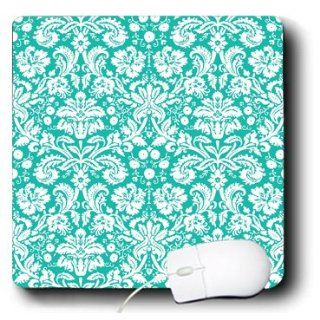 mp_151456_1 InspirationzStore Damask patterns   Aqua blue and white damask pattern   teal turquoise   classic stylish vintage French floral swirls   Mouse Pads  Floral Mousepad 