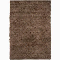 Brown Shag Hand woven Mandara New Zealand Wool Rug (2 X 3)