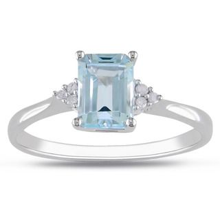 10k White Gold Blue Topaz Diamond Accent Ring Gemstone Rings