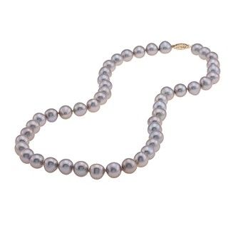 DaVonna 14k 8 9mm Grey Freshwater Cultured Pearl Strand Necklace (16 36 inches) DaVonna Pearl Necklaces