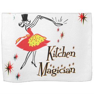 Kitchen Magician Retro Cooking Art Hand Towels