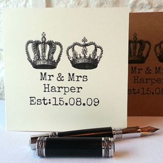 personalised mr and mrs card by betsy jarvis
