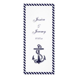 Nautical Anchor Navy Diag Stripe 2 Menu Reception Announcement