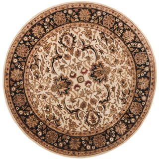 Handmade Persian Legend Ivory/ Black Wool Rug (36 Round)