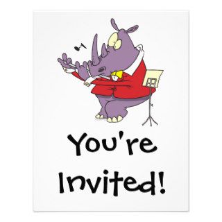 silly rhino playing flute cartoon personalized announcements