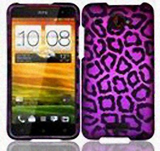 Purple Leopard Print Hard Cover Case for HTC Droid DNA 6435 Cell Phones & Accessories