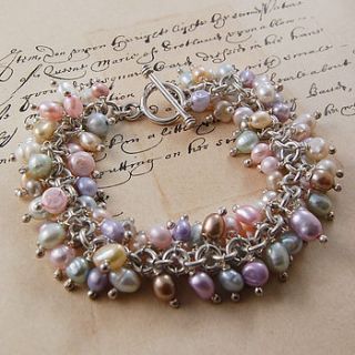 silver pastel pearl cluster bracelet by otis jaxon silver and gold jewellery