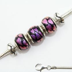 Sterling Silver and Dichroic Glass Beaded Chain Necklace (Mexico) Necklaces