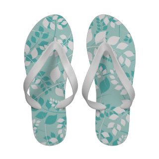 Blue and White Leaf Pattern Sandals