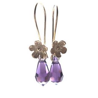 blossom gold vermeil and swarovski earrings by jo and jack jewellery