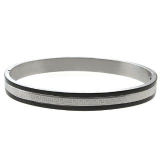 Men's Stainless Steel Bangle Bracelet With Greek Key Design 7.5 Inch Link Bracelets Jewelry