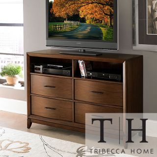 Tribecca Home Tribecca Home Lancashire Walnut Brown Curved Front 4 drawer Tv Storage Chest Grey ?? Size 4 drawer