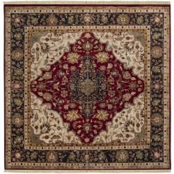 Hand knotted Finial Burgundy Wool Rug (8 Square)