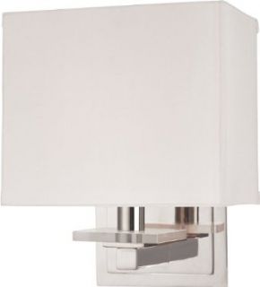 Hudson Valley Lighting 391 PN Montauk 1 Light Wall Sconce, Polished Nickel Finish with White Fabric Shade    