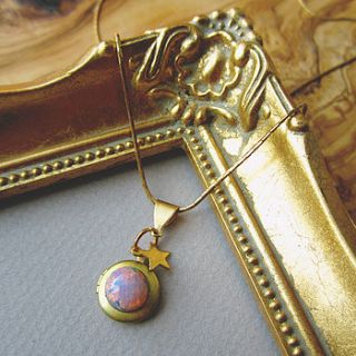 galaxy quest glass fire opal vintage locket by eclectic eccentricity