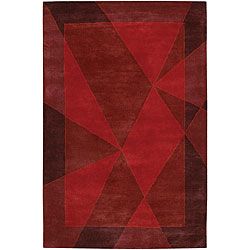 Hand tufted Mandara Dark Brown/red Wool Rug (79 X 106)