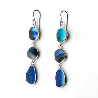 sea shades sea glass silver earrings by tania covo