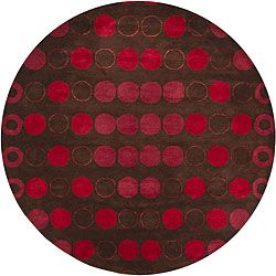 Hand tufted Red/brown Mandara New Zealand Wool Rug (79 Round)