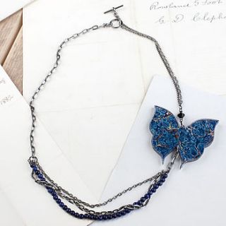 butterfly necklace with lapis lazuli by helen ward studio
