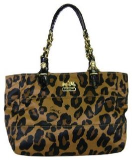 Coach Madison Ocelot Leopard Animal Print East West Gallery Bag Purse Brown Shoes