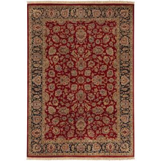 Hand knotted Multicolored Burgundy La Crosse Semi worsted New Zealand Wool Rug (56 X 86)