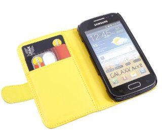 iTALKonline YELLOW Executive Wallet Case Cover Skin Cover with Credit / Business Card Holder For Samsung i8160 Galaxy Ace 2 Cell Phones & Accessories