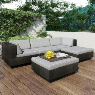 Sonax Z 403 TPP Park 5 Piece Terrace Textured Double Armrest Sectional Patio Set, Black  Patio Sofas  Patio, Lawn & Garden