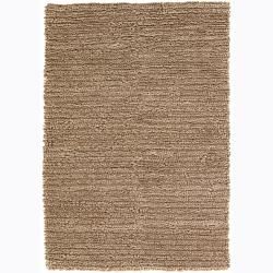 Handwoven Tan Mandara New Zealand Wool Shag Rug (5 X 76)