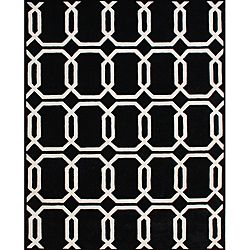 Hand tufted Floridly Black Wool Rug (8 X 10)