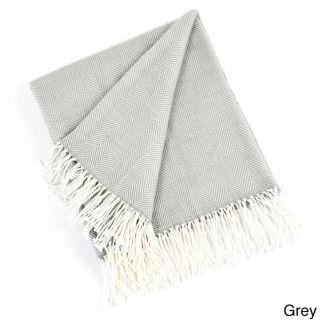 Saro Saro Acrylic Herringbone Throw Grey Size Full