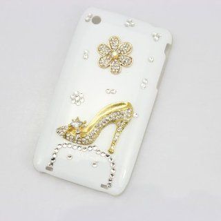 bling 3D gold fashion shoe diamond rhinestone crystal hard back white Case cover for Iphone 3g 3gs Cell Phones & Accessories