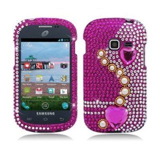 PINK PEARL HEARTS BLING DIAMOND CASE COVER FOR SAMSUNG GALAXY CENTURA S738C +LCD [In Casesity Retail Packaging] 