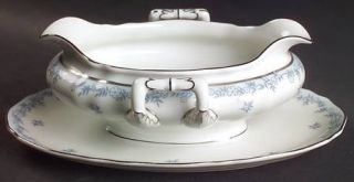 Franconia   Krautheim Delphine Gravy Boat with Attached Underplate, Fine China D