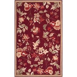 Hand hooked Red Amedeo Wool Rug (36 X 56)