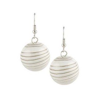 White & Silver Marbled Plastic Ball Earrings Chic & Cheap Costume Jewelry Jewelry