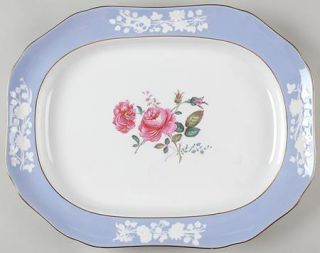 Spode Maritime Rose Blue (Scalloped) 16 Oval Serving Platter, Fine China Dinner
