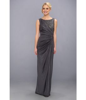 Adrianna Papell Lace Jersey Gown Smoke