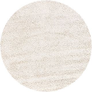 Handwoven Ivory Mandara New Zealand Wool Shag Rug (79 Round)