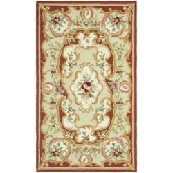 Hand hooked Aubusson Ivory Wool Rug (29 X 49)