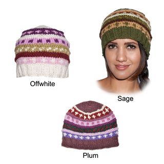 Hand knit Fleece lined Woolen Basic Beanie Hat (Nepal) Hats