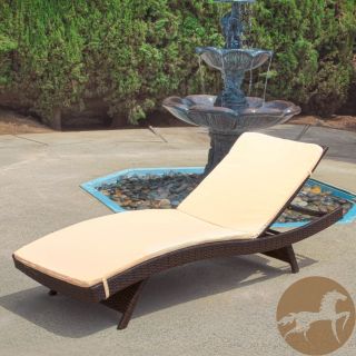 Christopher Knight Home Outdoor Brown Wicker Adjustable Chaise Lounge With Cushion