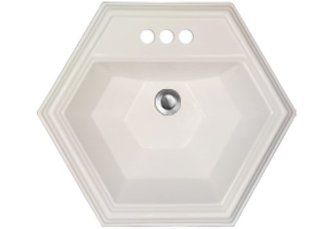 Advantage Edgefield Self Rimming Hexagon Bathroom Sink Finish Alba Microban, Faucet Mount 4" Centers    