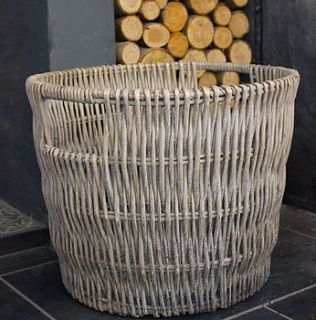 round washed wicker basket by the forest & co
