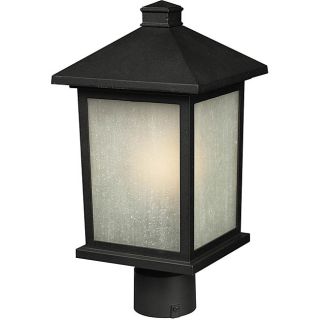 Holbrook White Seed Glass Black Lantern Outdoor Light Fixture