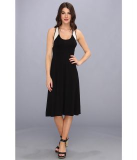 Three Dots Seamed Racerback Midi Dress Womens Dress (Black)