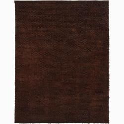 Handwoven Dark Brown Mandara New Zealand Wool Rug (79 Round)