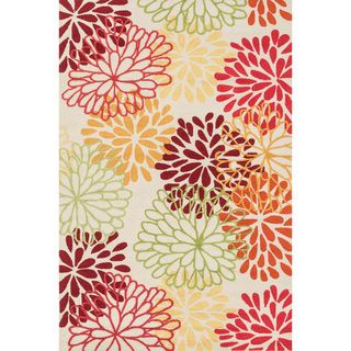 Hand hooked Peony Multicolor Floral Rug (76 X 96)